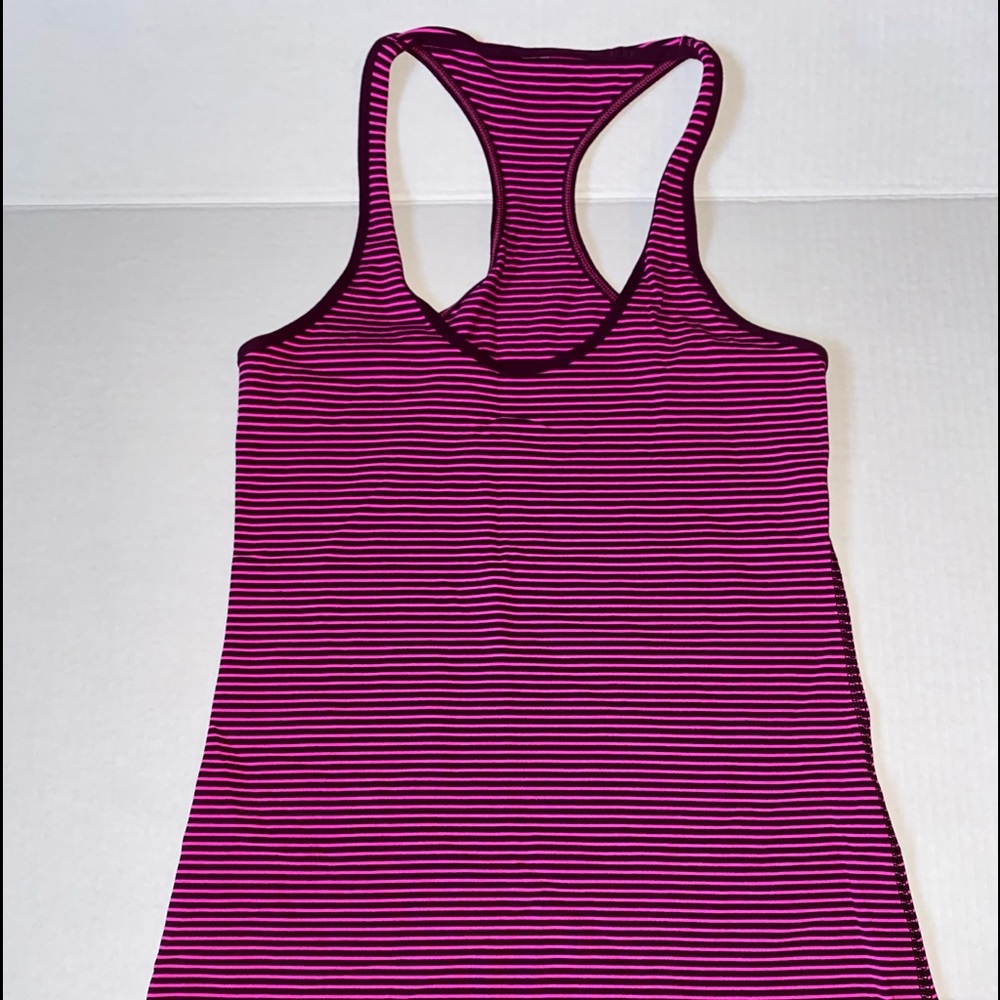Lululemon maroon and pink striped Tank